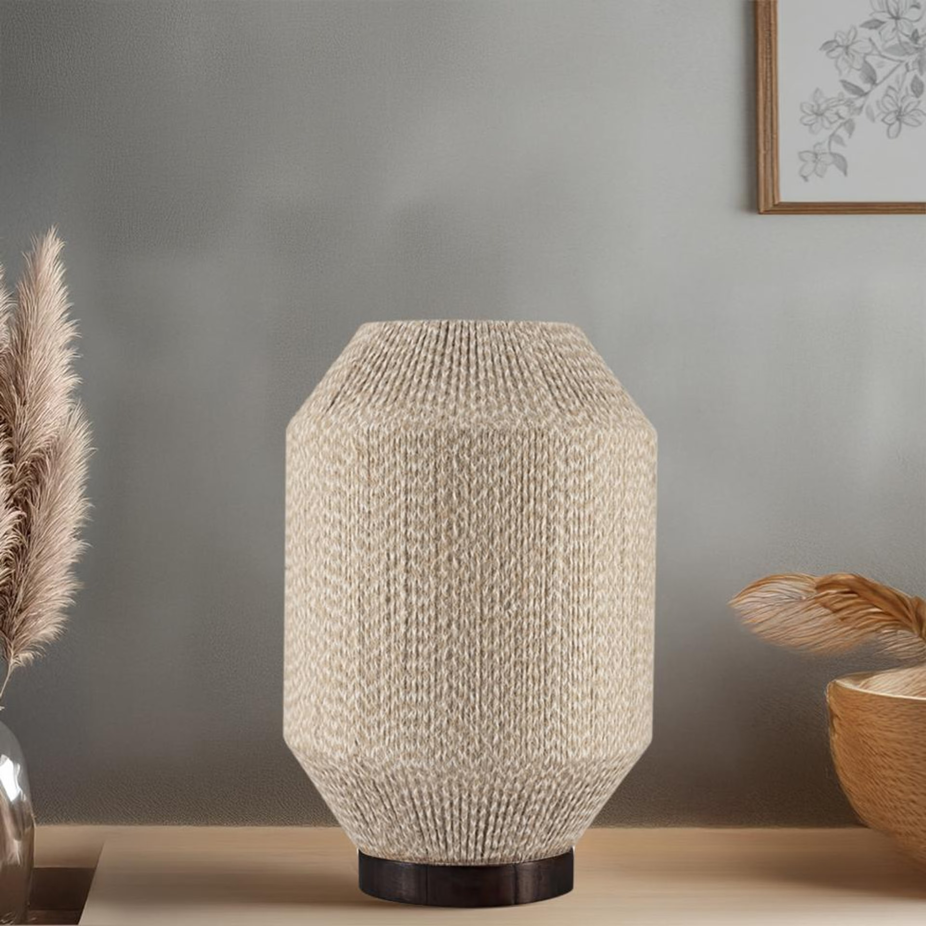 Hearth Glow Wooden Table Lamp